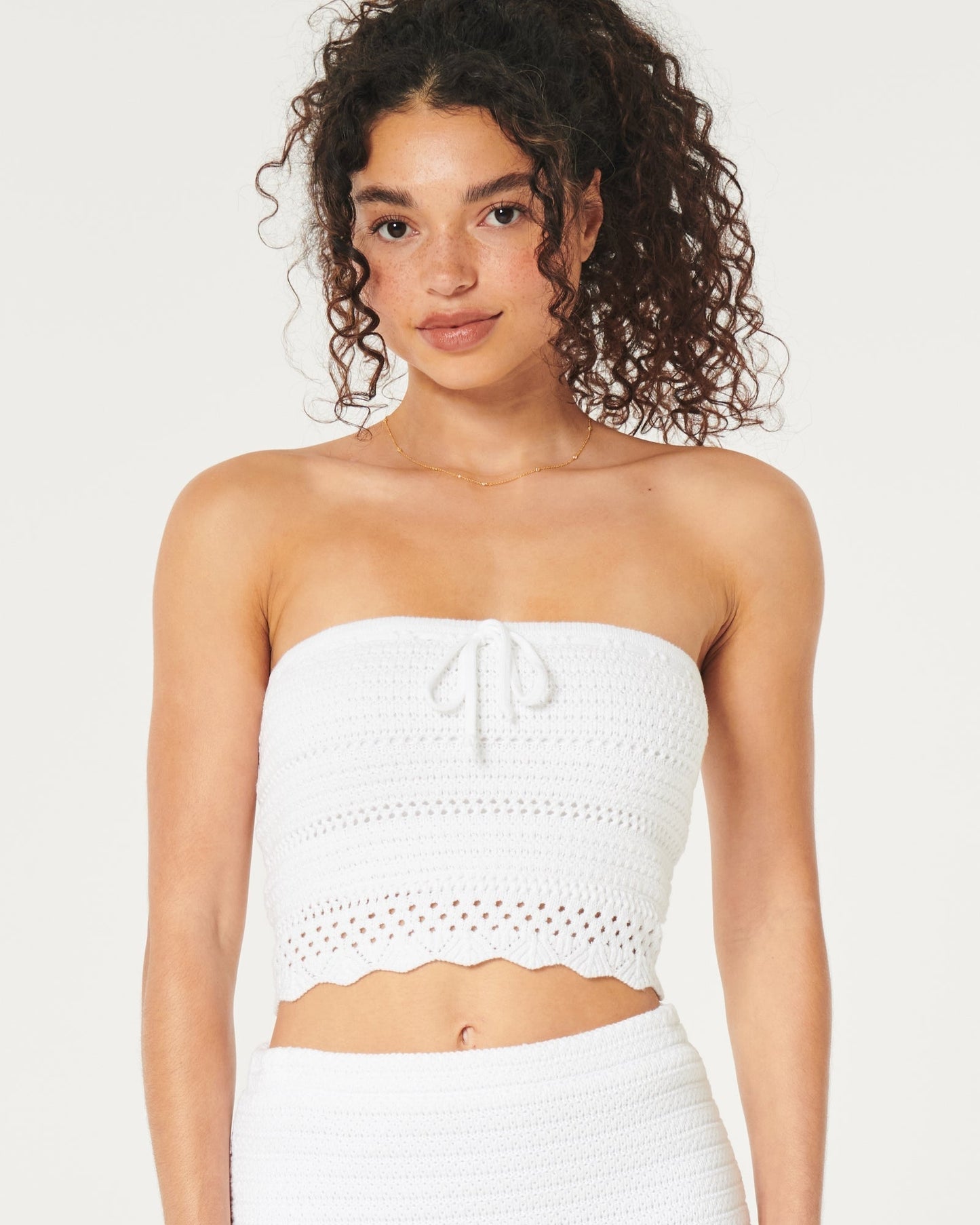 Textured Cotton Tube Top