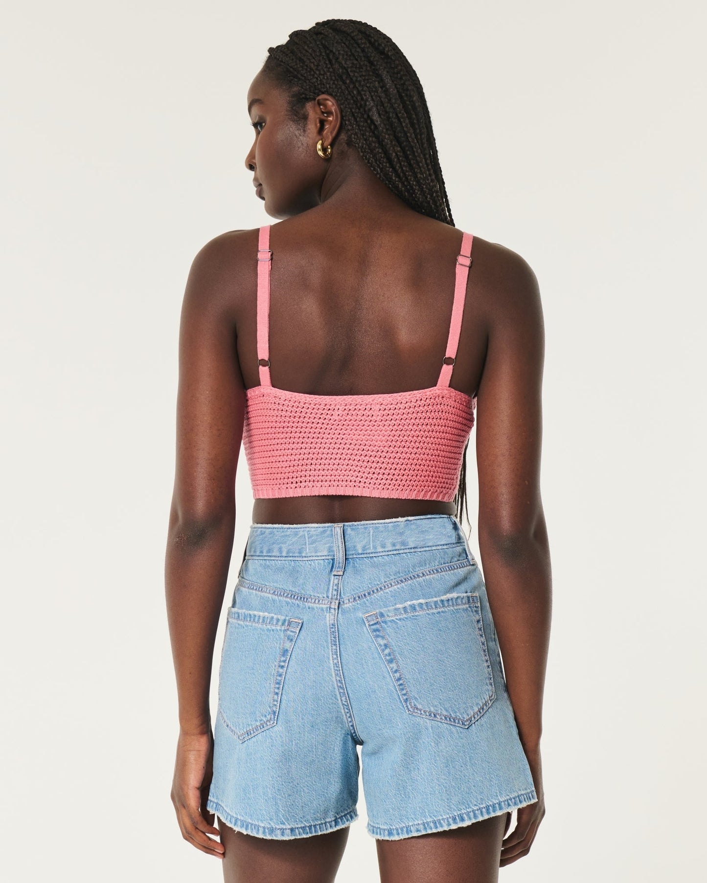 Lacy V-Neck Bralette — Pink