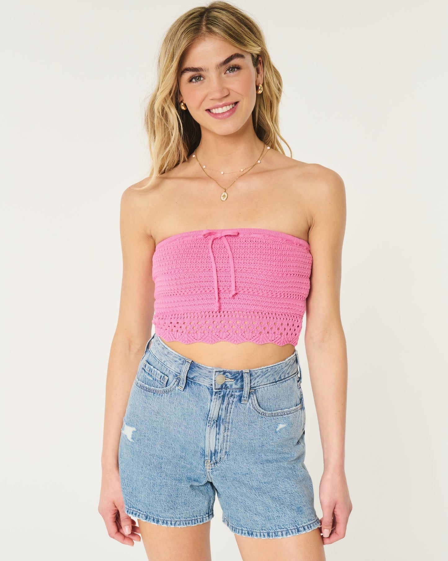 Textured Cotton Tube Top