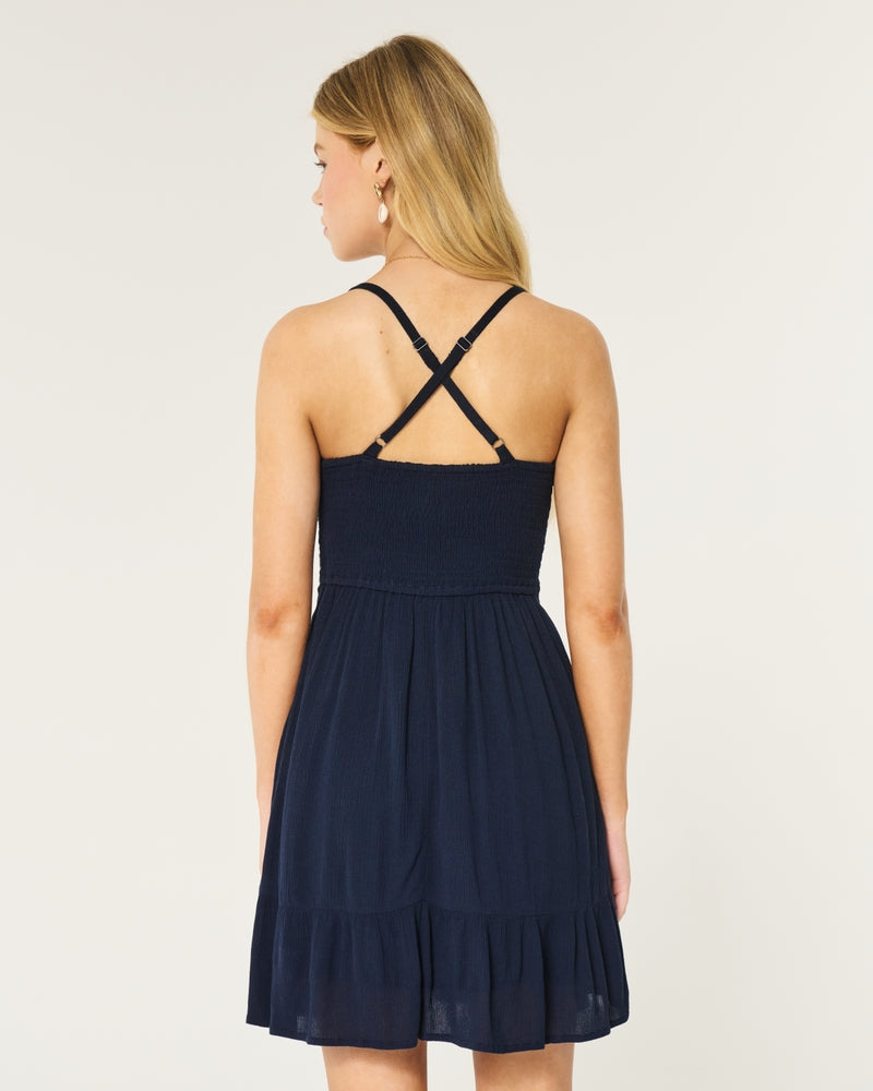 Textured Mini Dress with Pockets